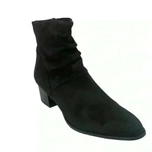 Paul Green 08532 Women’s Black Suede Ruffle Ankle Bootie  Size 8 B